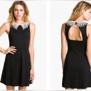 Free people black dress with fringe collar